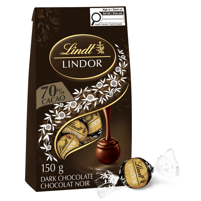 Lindt LINDOR 70% Cacao Dark Chocolate Truffles, 150-Gram Bag