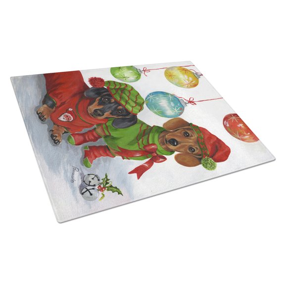 Carolines Treasures PPP3085LCB Dachshund Christmas Jingle Glass Cutting Board Large, 12H x 16W, multicolor