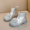 thumbnail image 2 of Gubotare Girls Boots Girls Ankle Boots Lace Up Shoes with Side Zipper for Toddler/Little Kid/Big Kid Size 9 (Silver,Toddler 9), 2 of 9