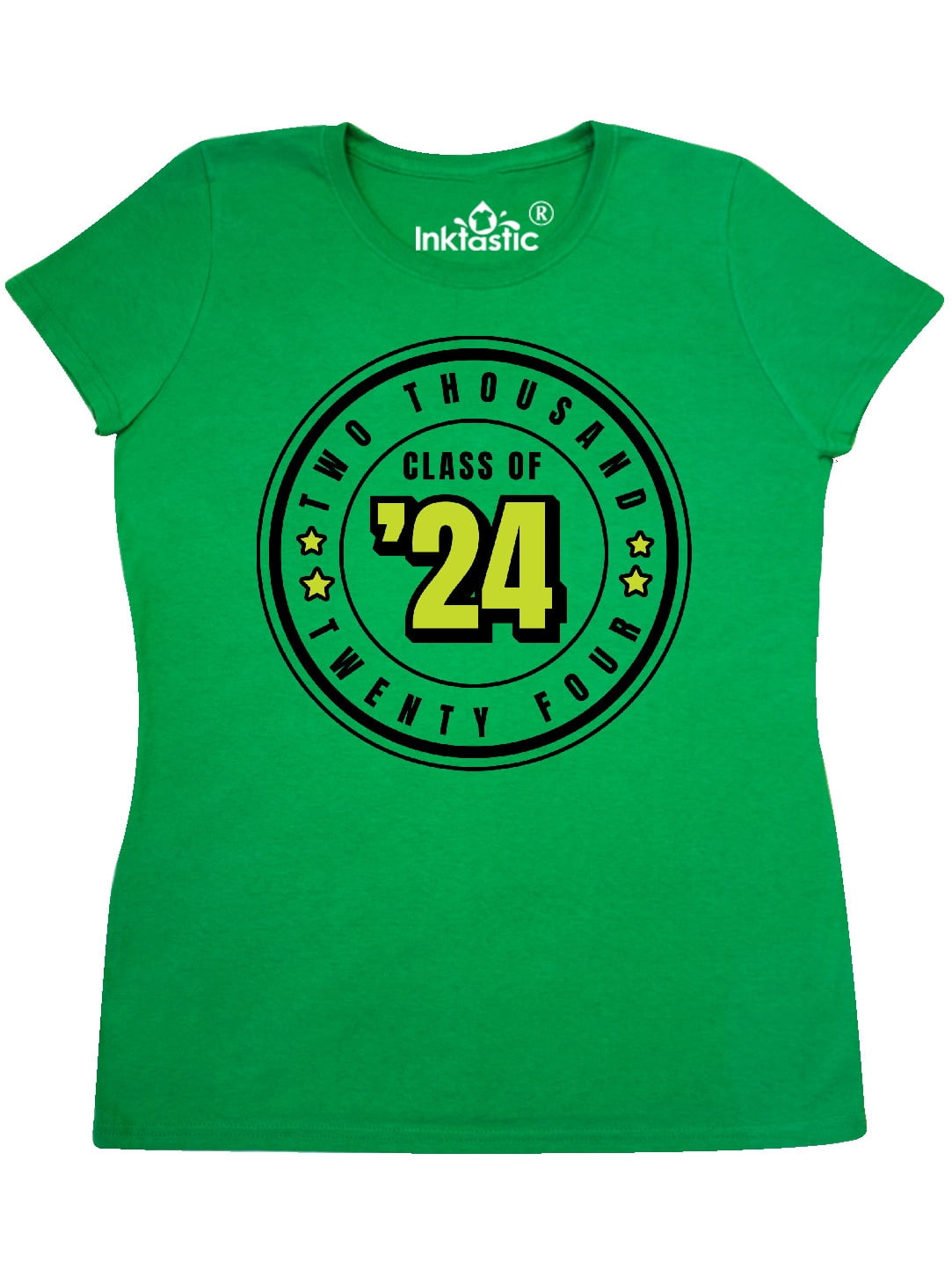 INKtastic Class of 2024 in Black Circle with Stars Women's TShirt