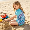thumbnail image 5 of Lanbubble Girls Rash Guard Swimsuit Set Short Sleeve UPF 50+ 2 Pieces Bathing Suit 5-6 Years, 5 of 9