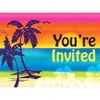 Hawaiian Luau 'Palm Tree Aloha Summer' Invitations w/ Envelopes (8ct)