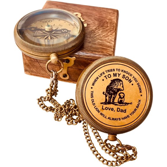 Gift for Son from Mom Dad | Engraved Compass 2" - Father to Son Gifts, Mom to Son Gifts for Graduation, Birthday Baptism Confirmation Communion