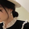 thumbnail image 4 of KDSJSXW Stud Pearl Earrings Fashion Personality Temperament Camellia Pearl Drop Earrings for Women Jewelry Gifts Big Pearl Earrings Pearl Gold Earrings Pierced Earrings for Women(A,One Size), 4 of 6