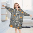 thumbnail image 5 of FORMRS Wearable Blanket Hoodie with Sleeves for Kids Cozy Flannel Sweatshirt, Halloween Dancing Skeleton, 5 of 7