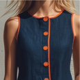 thumbnail image 6 of Endives Summer Dresses for Women Casual Button Front Mini Dress Sleeveless Round Neck Retro Dresses Comfy Trendy Summer Shift Dress with Pockets Midi Dresses for Women Navy M, 6 of 7