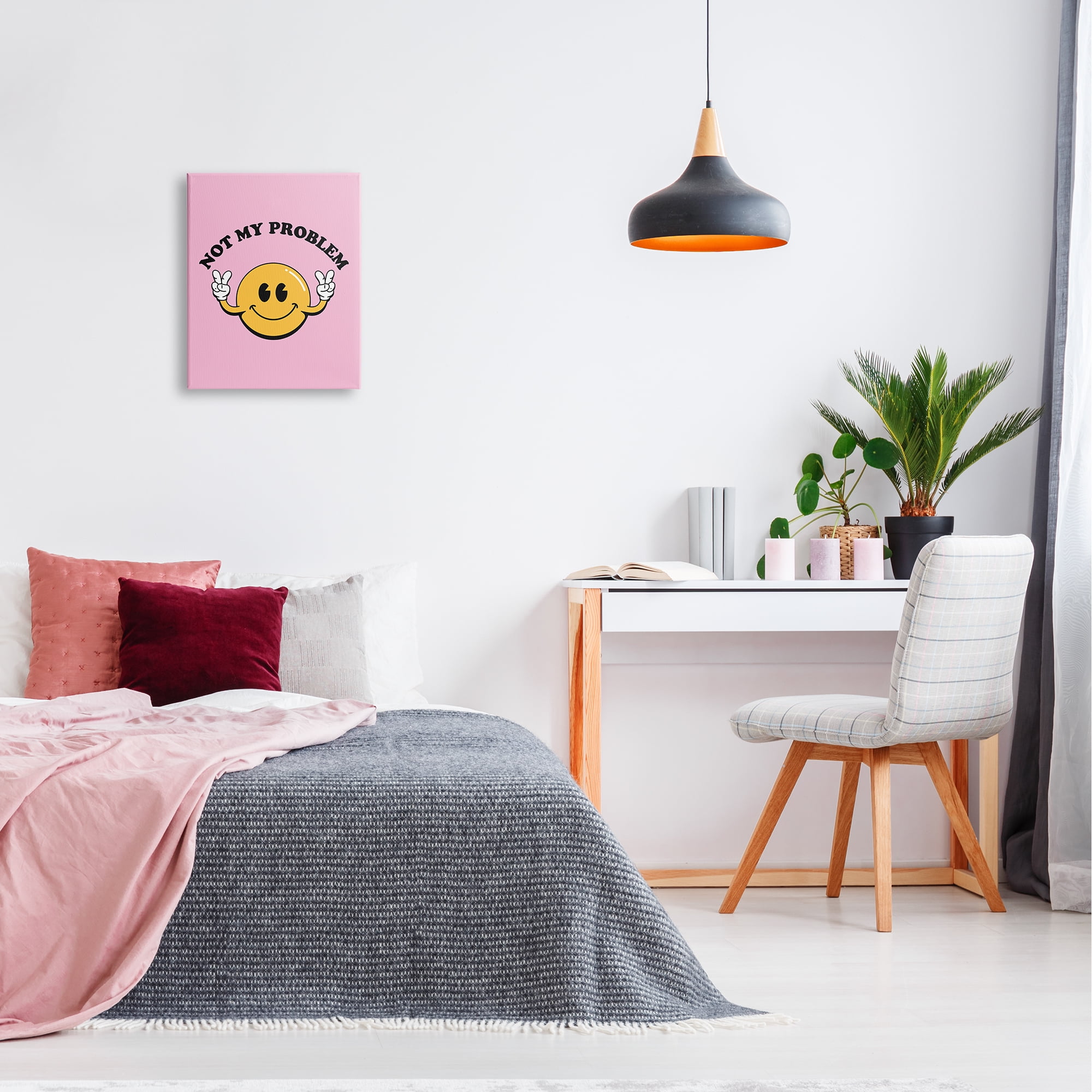 Stupell Industries Not My Problem Retro Smiley Typography Painting Gallery Wrapped Canvas Art Print Wall Art, 16 x 20