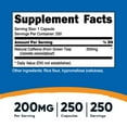 thumbnail image 3 of Nutricost Natural Caffeine 250 Capsules (200mg) - Gluten Free, Non-GMO Supplement, 3 of 5