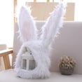 thumbnail image 4 of Lindo gorro con orejas de conejo, gorro largo y novedoso, diadema con orejeras. Blanco3, 4 of 8
