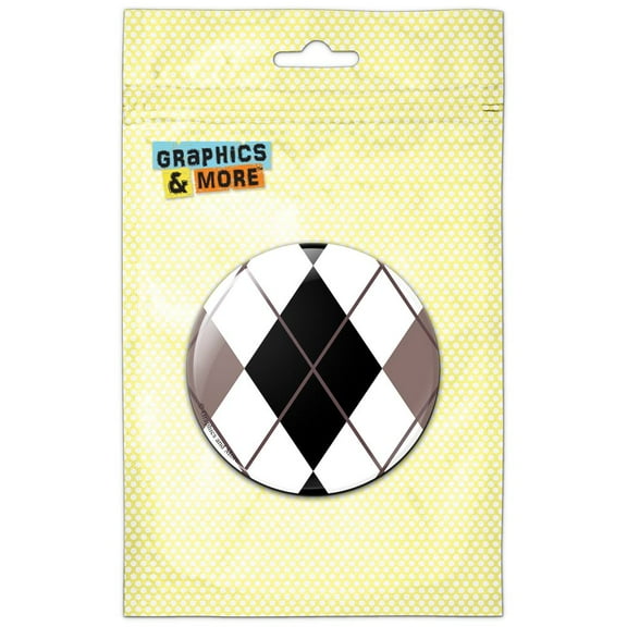 Argyle Hipster Black White Pinback Button Pin Badge