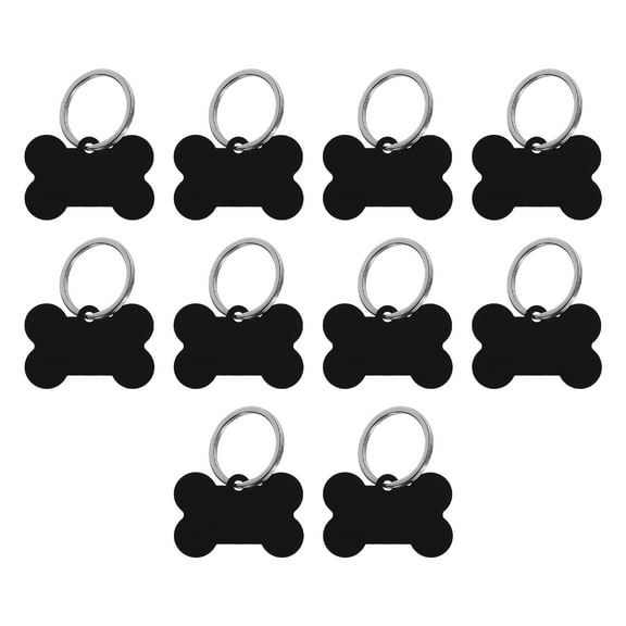 Bone Shaped Dog Tag Pet ID Tags, 38mmx25mm/1.5"x1" Metal Black Blank with Ring for Pendant Crafts, 10pcs