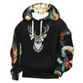thumbnail image 2 of DODADAWANJ Mens Color Block Hoodies Deer Print Lace Up Casual Hoodie Big and Tall Long Sleeve Hooded Pullover for Hiking Jogging Winter XXL, 2 of 3