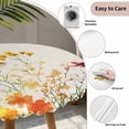 thumbnail image 3 of Beige Floral Spring Round Tablecloth for 55-60 Inch Tables, Fitted Table Cover with Elastic Edge, Vintage Farmhouse Flowers Waterproof Outdoor Table Cloth Protector for Patio Garden Dinner Picnic, 3 of 9