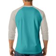 thumbnail image 4 of Hearthz Mens 3/4 Raglan Sleeve Tshirts Henley Neck Baseball Jersey Colorblock Dressy Tops for Men Fall Mens Tshirts, 4 of 9