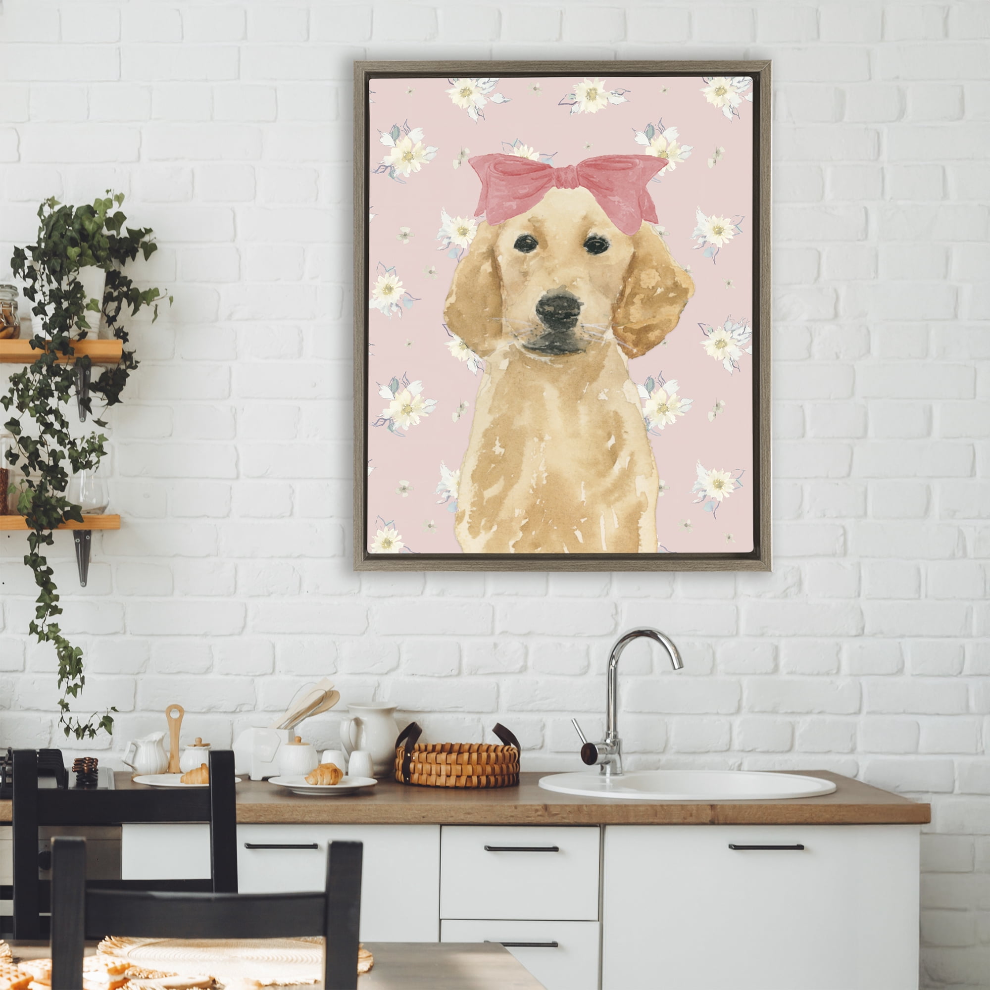 Stupell Industries Picture Ready Retriever Brown Framed Floater Canvas Wall Art, design by Lucille Price