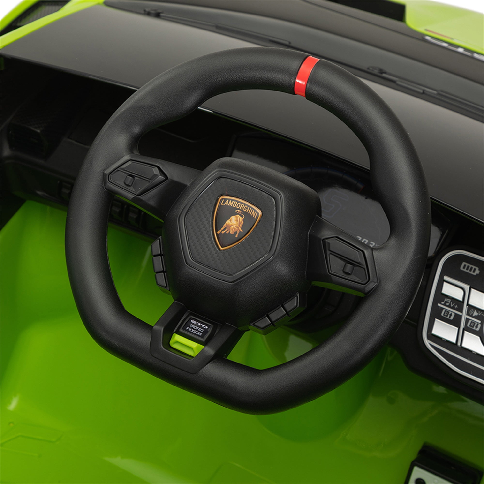 CIPACHO Kids Electric Ride On 12V Licensed Lamborghini Sto Battery Powered Sports Car Toy with 2 Speeds, Parent Control, Sound System, LED Headlights, Hydraulic Doors, Green