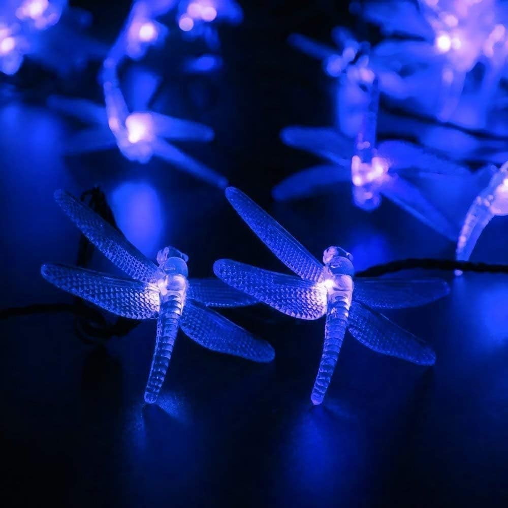 Outdoor Garden Solar String Lights, 7m 50LED Solar Garden Dragonfly String Lights Dragonfly String Light Waterproof for Yard