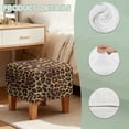 thumbnail image 7 of SCRAWLGOD Fur Leopard Print Footstool Slipcover, Washable Foot Rest Cushion Non Slip Square Slipcover for Ottoman with Elastic Buttom for Living Room, 7 of 7