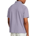thumbnail image 5 of Domuza Men's Quarter Zip Up Shirts Lightweight Mock Neck Sweatshirt Casual Short Sleeve Solid Color Athletic Shirt Light Purple 4XL, 5 of 5