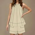 thumbnail image 2 of Feancey Women 2 Piece Outfits Flowy Sleeveless Tunic Tops Loose Shorts with Pockets Tracksuit Summer Lounge Matching Set 2025 Khaki L, 2 of 10