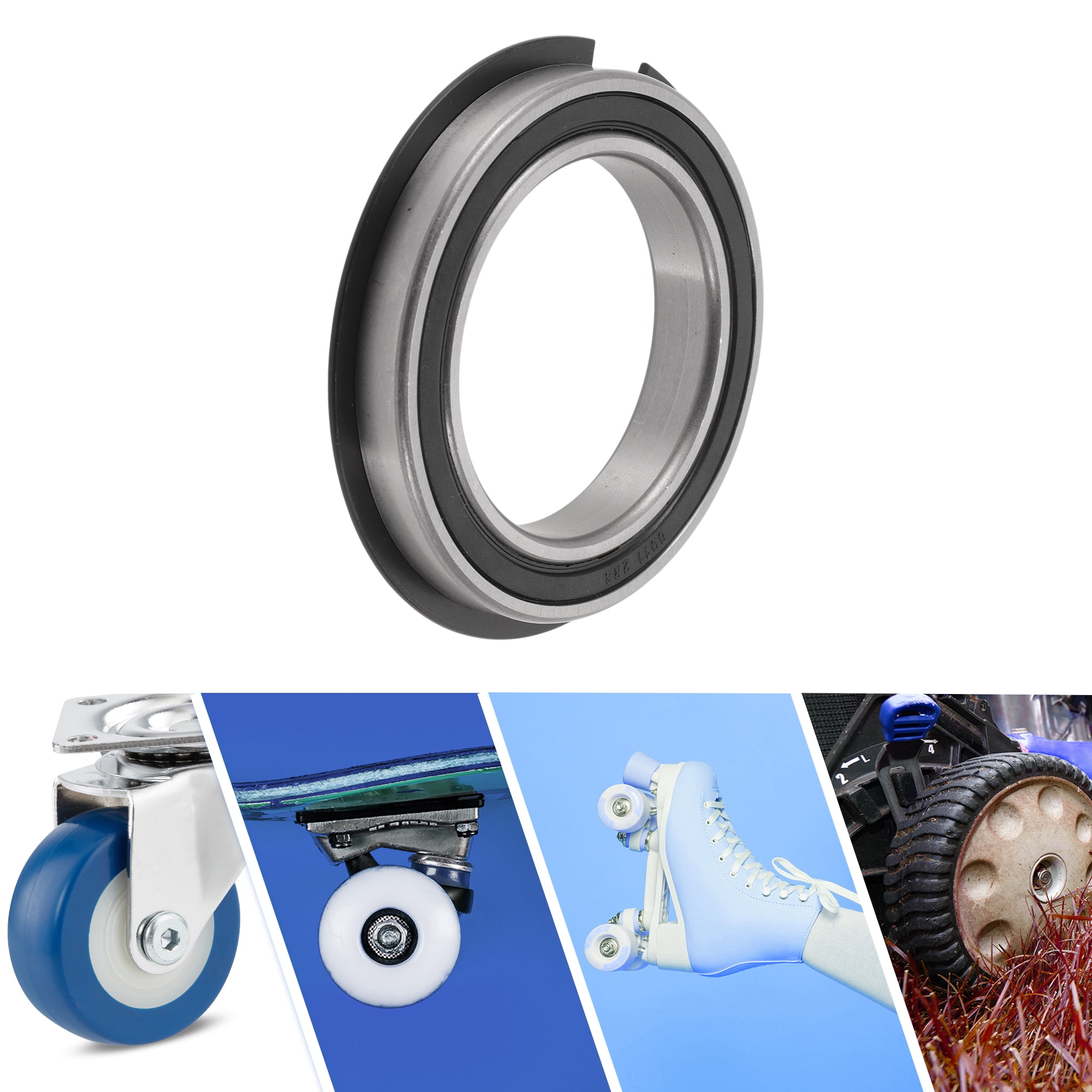 Unique Bargains 6911NR2RS Deep Groove Ball Bearings 55x80x13mm P0 Double Rubber Seal Lubricated Bearings 1 Pc Car Scooter Skateboard Wheel Universal Silver Tone Black