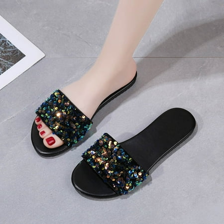 

MIASHUI shoes for women Women s Indoor Leisure Flip-flops And Open-toed Flat Beach Shoes