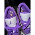 thumbnail image 3 of N I-K-E A i r-Jor-dan 1 Low Mens Size 11 Palomino White Wild Berry Purple Tried On, 3 of 5