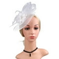 thumbnail image 5 of Baberdicy Bridal Hair Clip - Elegant Feather Fascinator - Wedding Headpiece - Mesh Flower Design - Women's Elegant Hat Strap Flower Mesh Party Hat Hair Clip White,One Size, 5 of 7