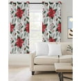 thumbnail image 2 of Christmas Poinsettia Blackout Curtains 84 Inches Long, Xmas Pine Fruit Berry Red Floral Thermal Insulated Black Out Curtains, Darkening Window Curtain Drapes for Bedroom Living Room 42"x84" 2 Panels, 2 of 8