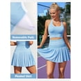 thumbnail image 6 of Attraco Women 2 Pieces Tennis Skirt High Waisted Pleated Skirt Sets Seamless Colorblock Golf Outfits Top and Skirt, 6 of 9