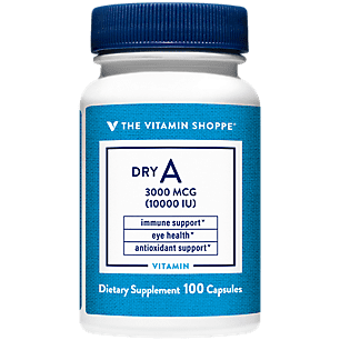 The Vitamin Shoppe Dry A nonoily 10,000IU (50 Retinyl Acetate, 50 BetaCarotene), Antioxidant That Supports Immune  Eye Health, Once Daily (100 Capsules)