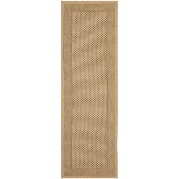 Safavieh Courtyard Justine Bordered Indoor/Outdoor Runner Rug, Natural/Gold, 2'3" x 18'