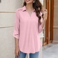 thumbnail image 4 of Guluxicc Women's Lounge Shirts Lightweight Collared V Neck Long Sleeve Solid Tops for Summer Casual Outfits, 4 of 6