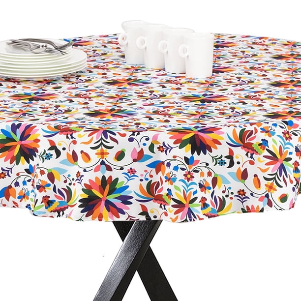 Mantel Redondo para Mesa Exteriores, 100% Poliéster Extra Resistente Anti Manchas e Impermeable, Tamaño: 1.70 MTS de Diámetro