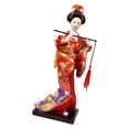 thumbnail image 4 of Muñeca Geisha Japonesa de Kimono de 27 cm, 2 Piezas, Escultura Artesanal de Estilo Nacional Rosa flauta roja, 4 of 9