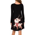 thumbnail image 3 of WILLBEST Robes Noires pour Femmes Noël Robe Longue à Manches Longues Col Rond Imprimé Cerf Robe Douce Mode Soirée, 3 of 5