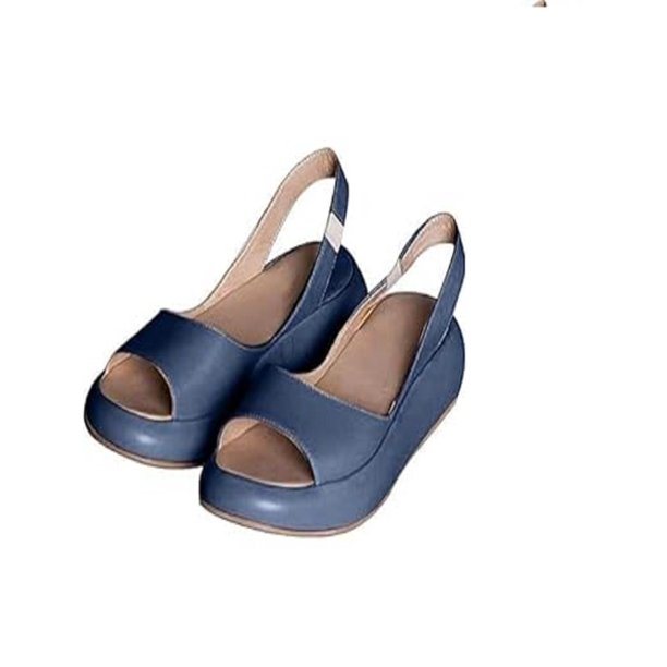 Sandalias Abiertas Cuña para Mujeres Cómodas La Playa Verano (10) Azul