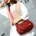 thumbnail image 2 of Bolso de hombro Nikou tipo mensajero color rojo vino gran capacidad con múltiples bolsillos, 2 of 15