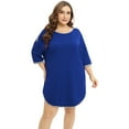 thumbnail image 2 of WBQ Women's Nightshirt Elbow Sleeve Nightgown Sleepwear Round Neck Plus Size Pajama Dress, 2 of 6