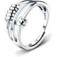 thumbnail image 1 of 8 inch Anillo de ansiedad de plata de ley 925, anillo de ansiedad ajustable, anillo giratorio para aliviar el estrés, 1 of 2