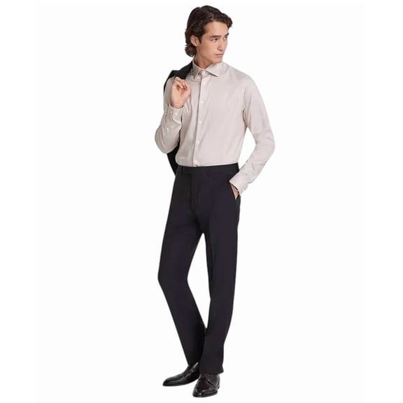 Calvin Klein Mens Slim fit Dress Pants 40 / 30 Black Solid Stretch Wool