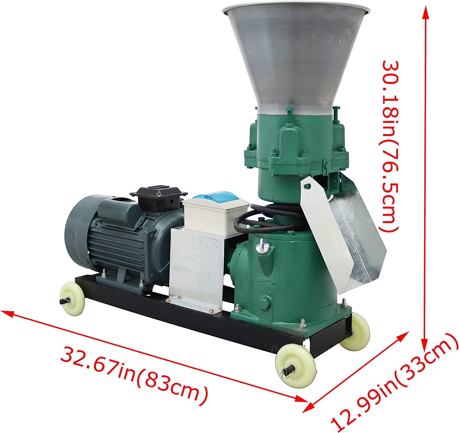 EQCOTWEA Animal Pellet Feed Mill Machine with 3 Head Rollers Animal Food Granulator Maker for Fish Chicken Duck Rabbit 3mm 220V 200KG/H