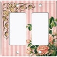 thumbnail image 6 of Metal Light Switch Plate Outlet Cover Elegant Pink Floral Striped Damask FLW076, 6 of 13