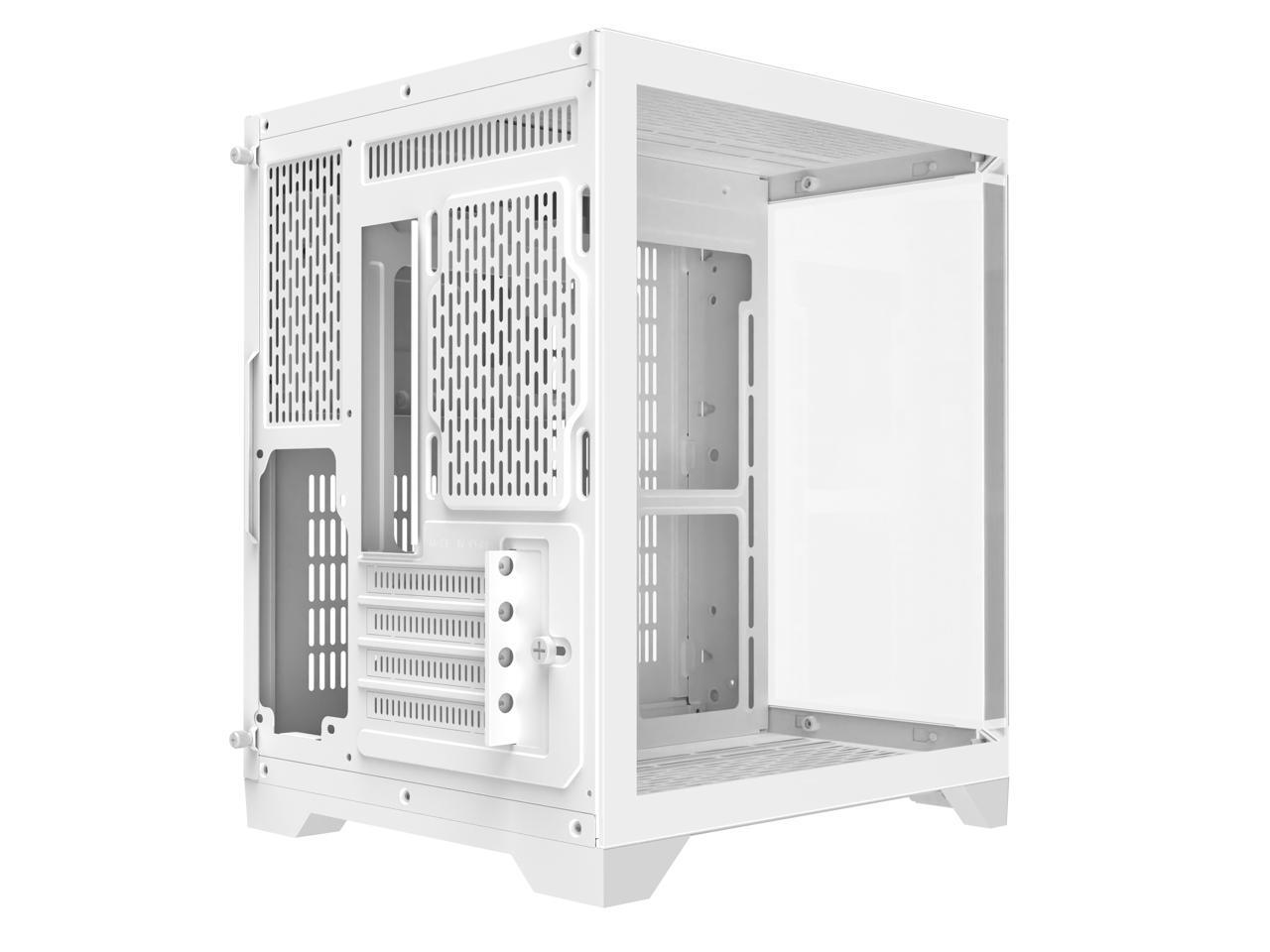 DIYPC DIY-CUBE03-W White Dual USB3.0 Tempered Glass Micro ATX Gaming Computer Case w/ 3 x Tempered Glass Panel