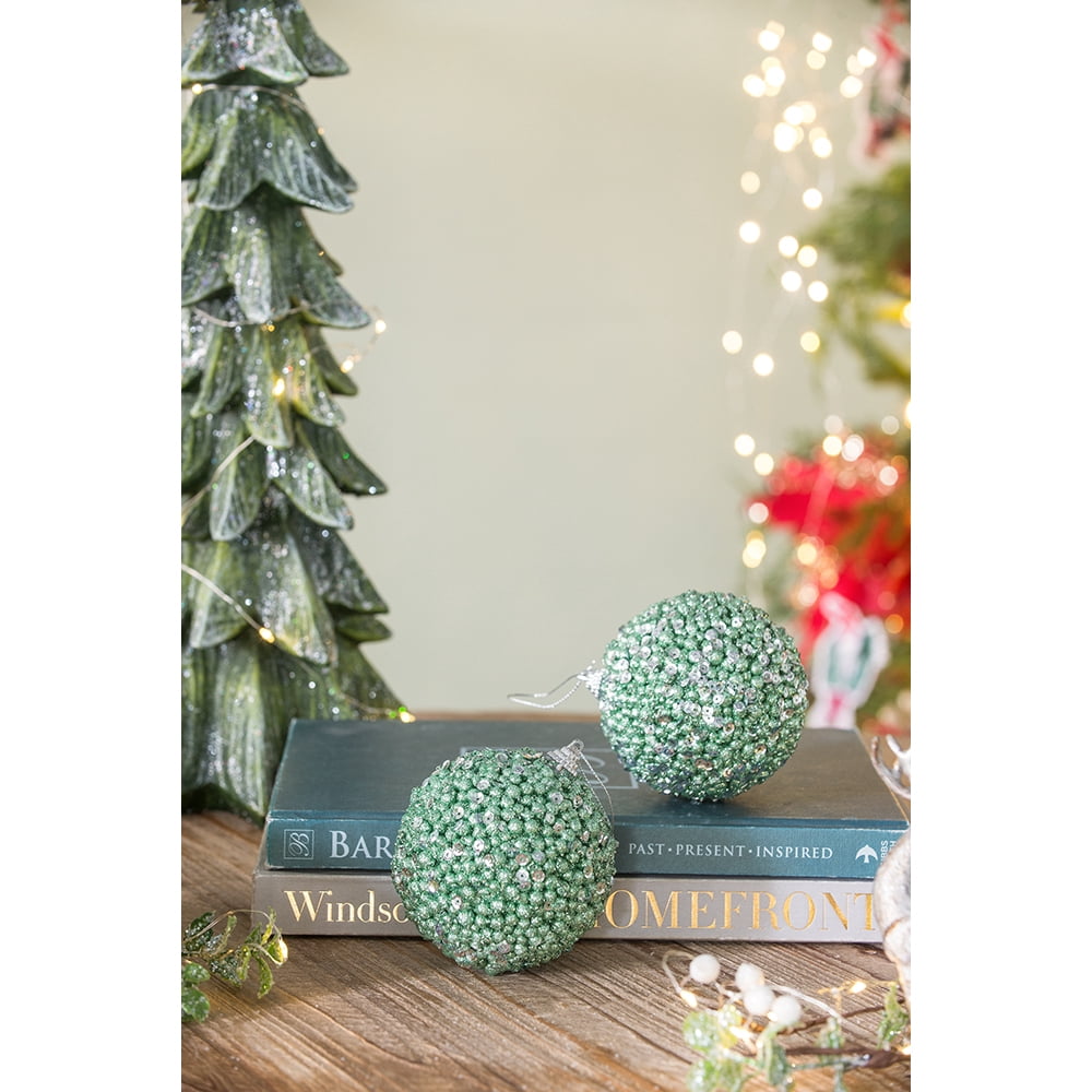 6 Pcs Glitter and Sequin Christmas Ball Ornaments Polyfoam Sparkling Tree Decor Gift Stocking Stuffer