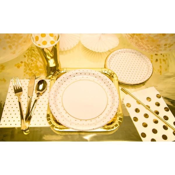 Assiettes à dîner carrées en feuille d'or de 9 po, 8 carats
