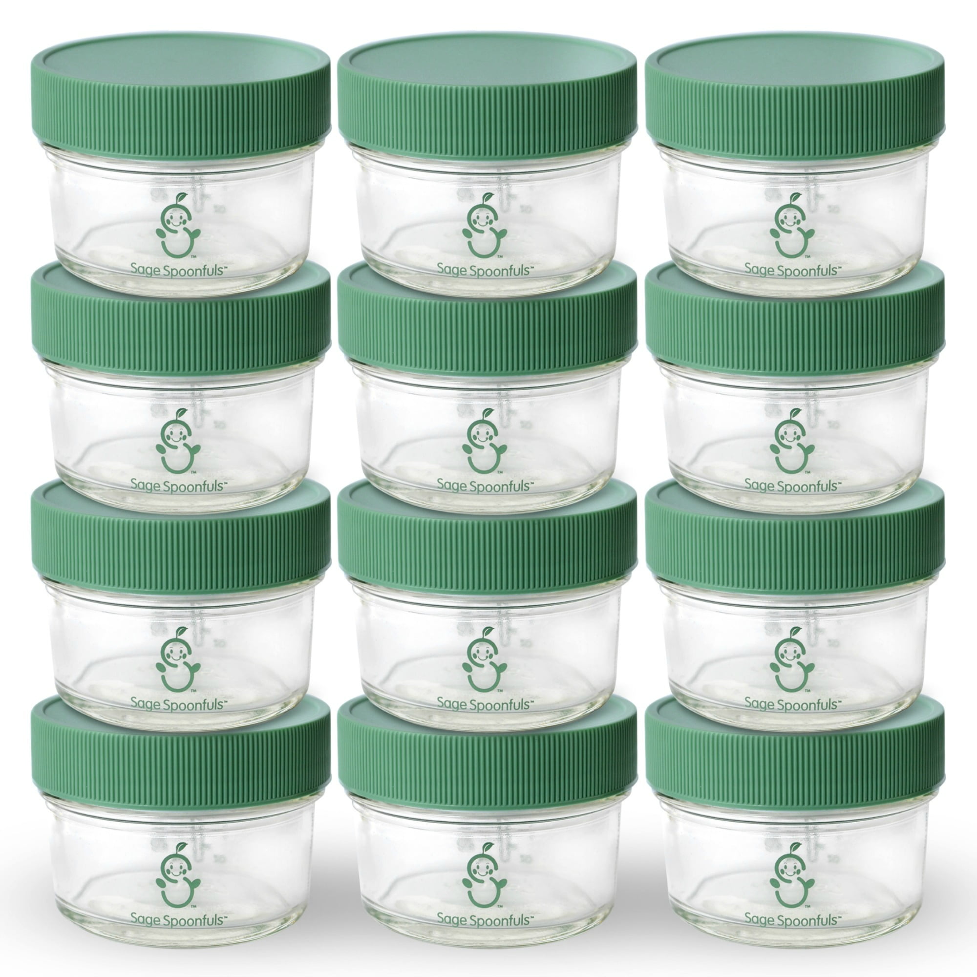 Sage Spoonfuls Glass Big Batch 4oz Glass Baby Food Storage Containers