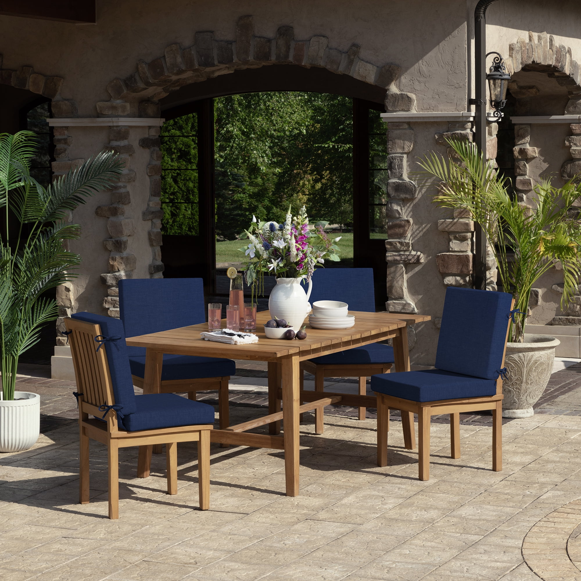 ARDEN Foam Outdoor Dining Chair Cushion, 20 x 20, made with ProFoam, Rain-proof, Fade Resistant, Sapphire Blue Leala