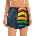 thumbnail image 2 of Rateoe Rainbow Sausages On Dark Slate Printed 2 in 1 Women's Workout Shorts for Athletic Gym Running Shorts with Phone Pockets-Medium, 2 of 7
