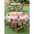 thumbnail image 4 of Outdoor Tablecloth with Umbrella Hole for Patio/Picnic/Party/Camping, Farmhouse Pig Waterproof Table Cloth Round Cover Washable, Country Pink Rose Flowers Vintage Pastoral (Dia 54"), 4 of 9